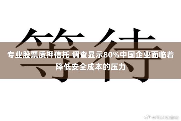 专业股票质押信托 调查显示80%中国企业面临着降低安全成本的压力