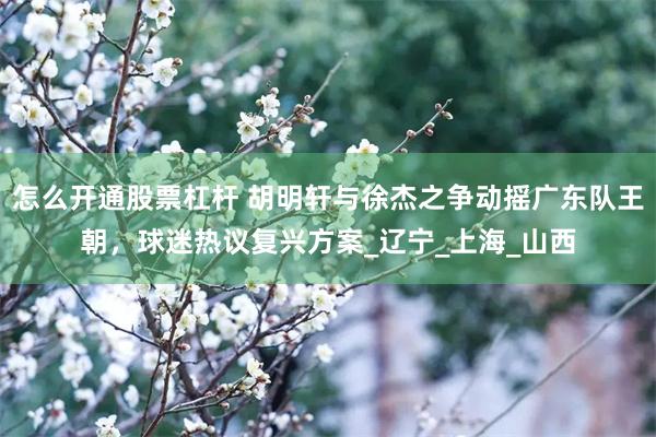 怎么开通股票杠杆 胡明轩与徐杰之争动摇广东队王朝，球迷热议复兴方案_辽宁_上海_山西