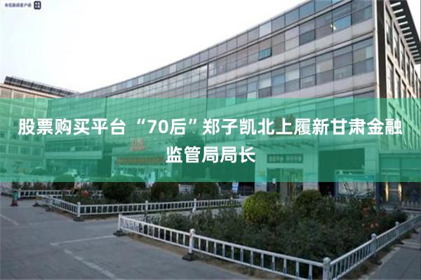 股票购买平台 “70后”郑子凯北上履新甘肃金融监管局局长