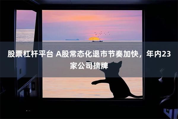 股票杠杆平台 A股常态化退市节奏加快，年内23家公司摘牌