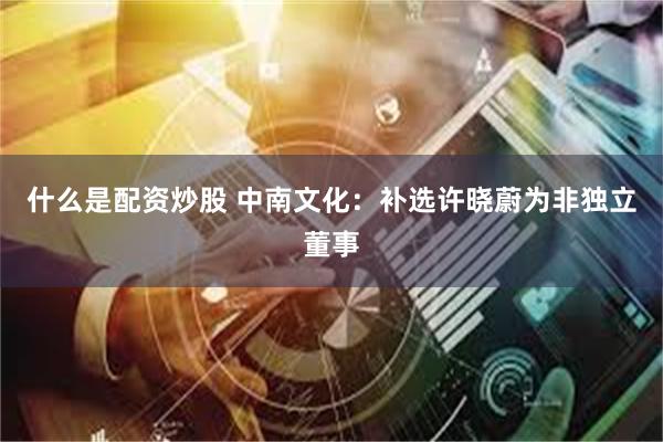 什么是配资炒股 中南文化：补选许晓蔚为非独立董事