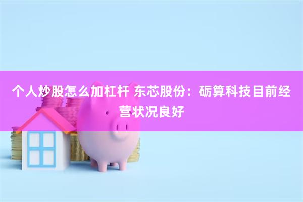 个人炒股怎么加杠杆 东芯股份：砺算科技目前经营状况良好
